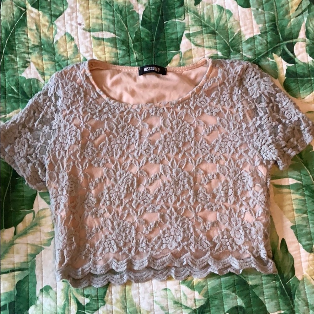 Misguided powder blue / blush crop top